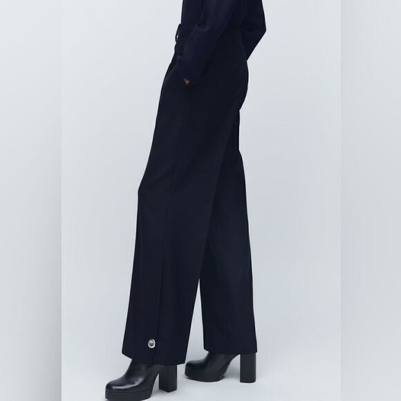 Zara Cropped Pants With Buttons New - Picture 9 of 9